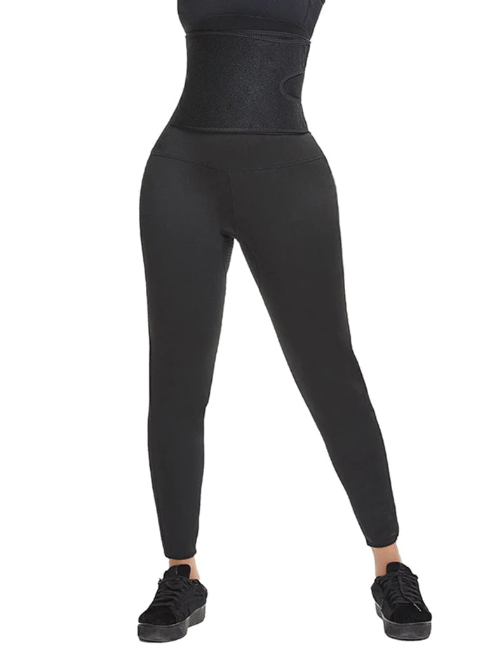 NEOPRENE HIGH WAIST BELTED LEGGINGS