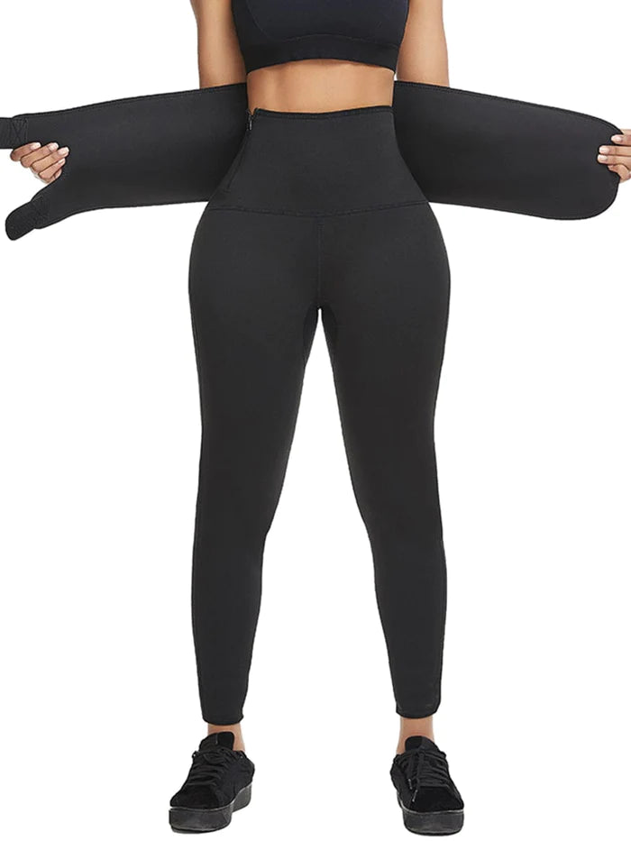 NEOPRENE HIGH WAIST BELTED LEGGINGS