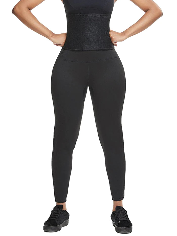 NEOPRENE HIGH WAIST BELTED LEGGINGS